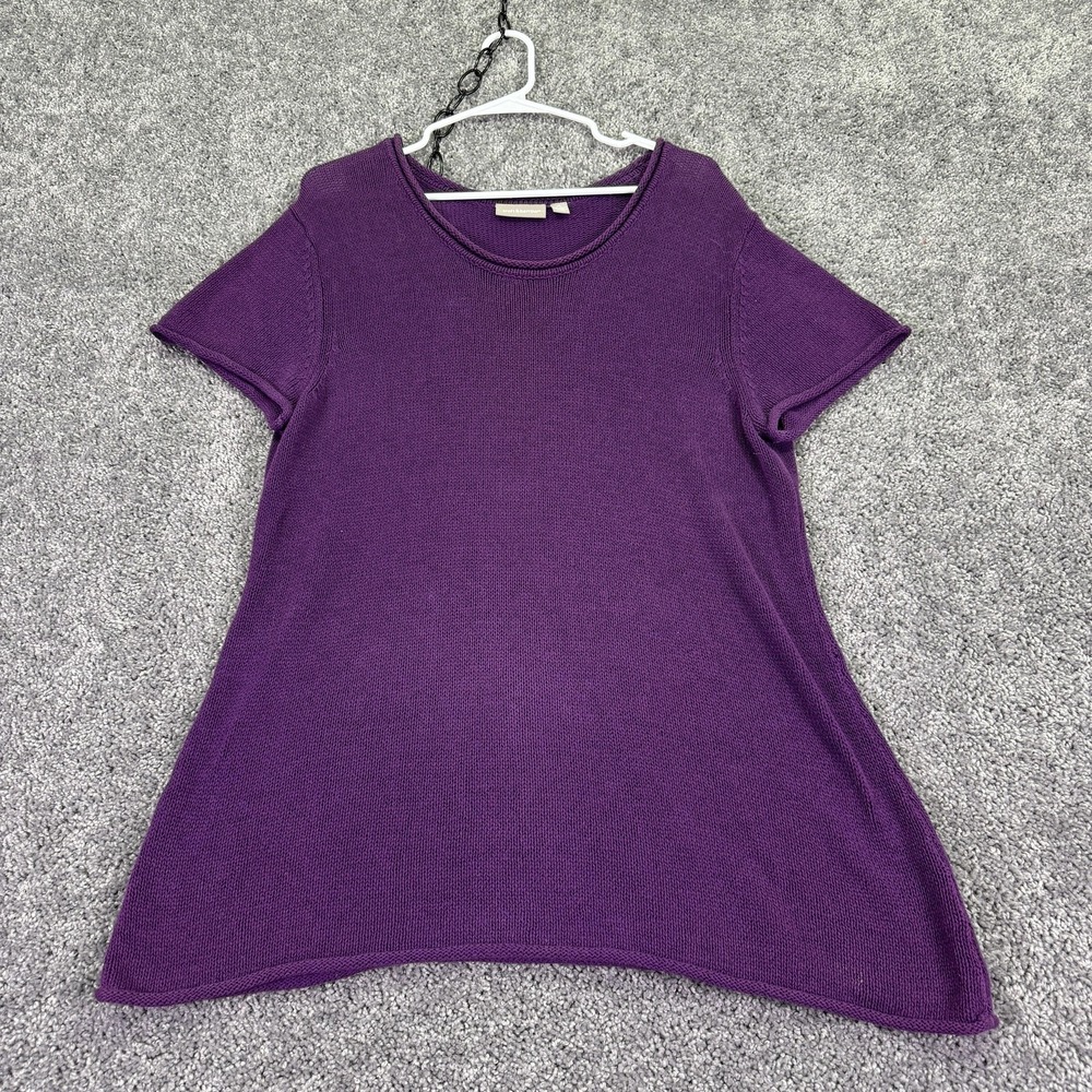 Croft & Barrow Sweater Womens XL Purple Short Sleeve Crew Tunic Knit Casual